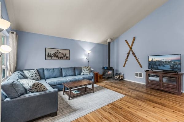 Open Floor Plan with wood stove